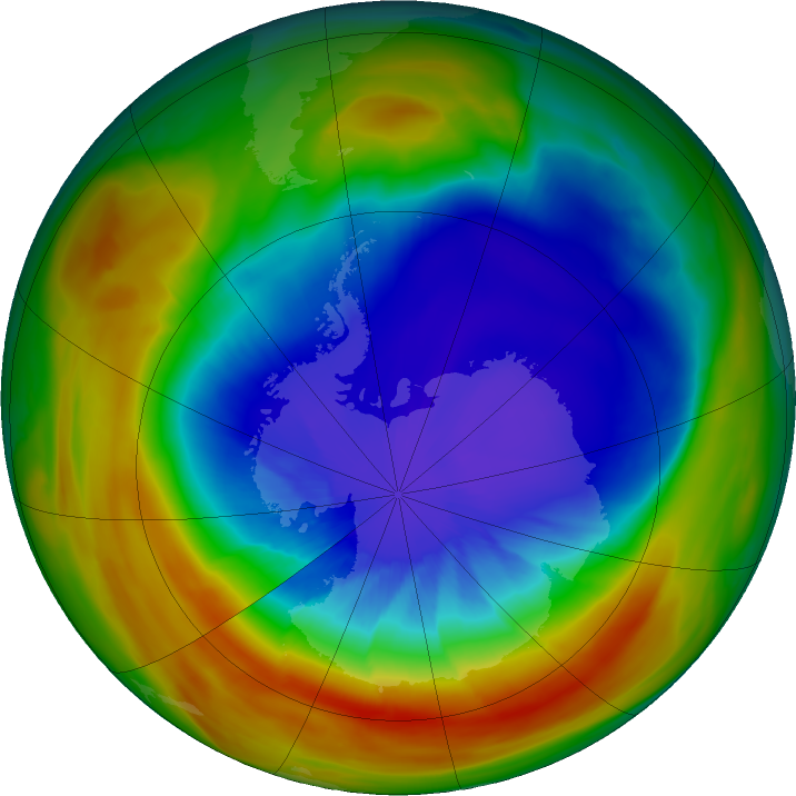 Antarctic ozone map for 23 September 2025